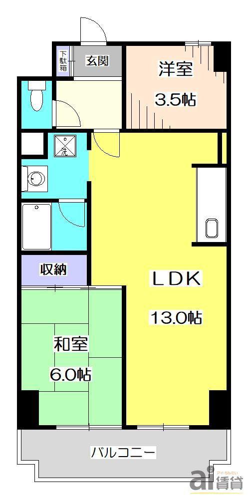入間市駅前第2ビル(2LDK/2階)の間取り写真