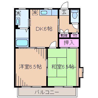 ファミール(2DK/2階)の間取り写真