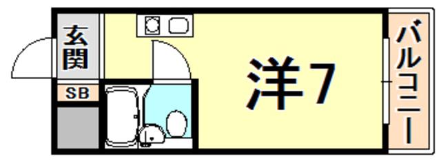 メゾンドアヴニール(ワンルーム/2階)の間取り写真