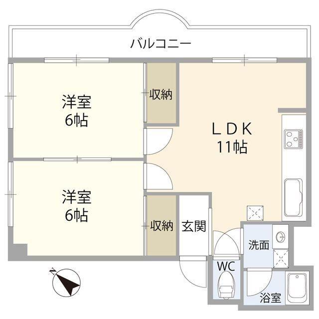 第2太洋マンション(2LDK/2階)の間取り写真