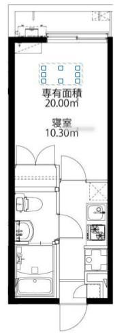 スカイヒルズ春日部(1K/1階)の間取り写真