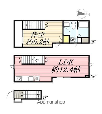 熊野前BASE(1LDK/2階)の間取り写真
