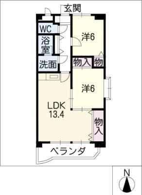 ハイツPASTORA(2LDK/4階)の間取り写真