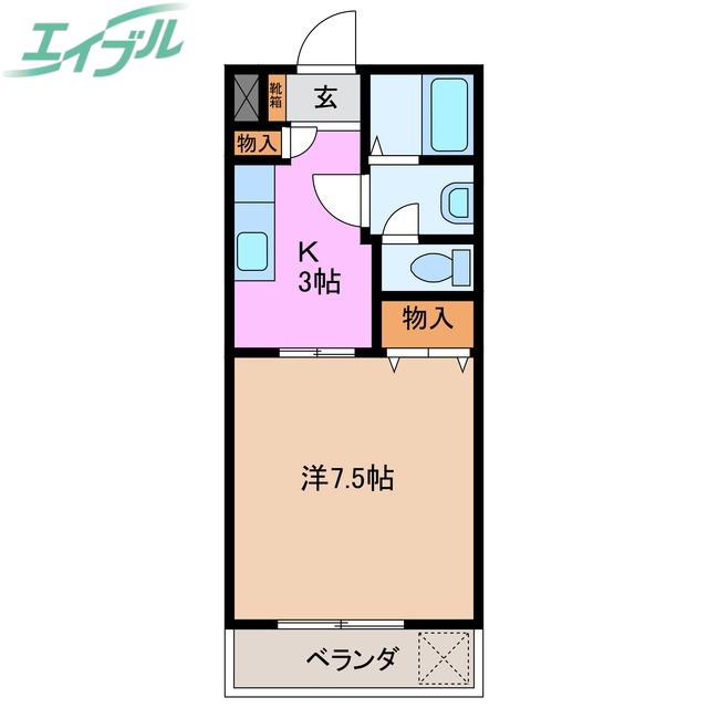 クリスタル INABA(1K/3階)の間取り写真