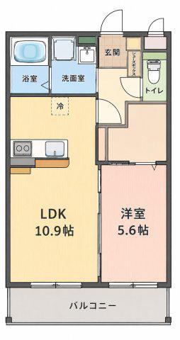 SALT明野西(1LDK/4階)の間取り写真