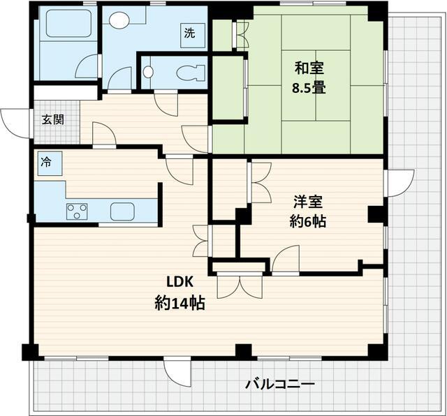 リエス鶴見(2LDK/6階)の間取り写真