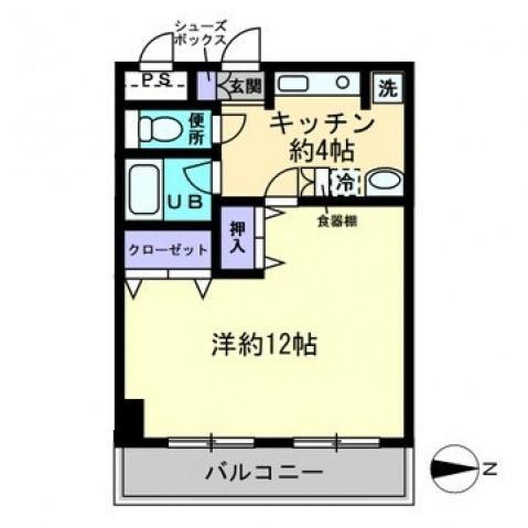アルカディア西内町(1LDK/4階)の間取り写真