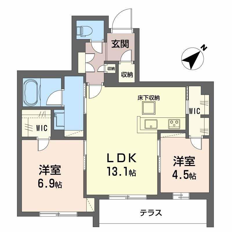 シャーメゾン ペイ ドゥ レーヴ(2LDK/1階)の間取り写真