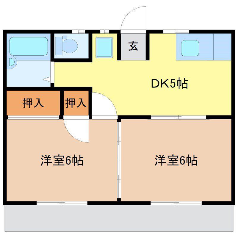 エステートハイツA(2DK/1階)の間取り写真