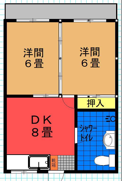コーポ丸蔵(2DK/3階)の間取り写真