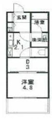 シャンテいせはら(1DK/3階)の間取り写真