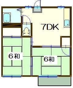 ハニーハイツ(2DK/2階)の間取り写真