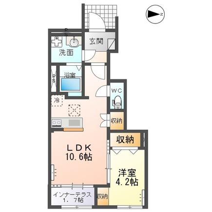 ル・ヴェルソー袋原II(1LDK/1階)の間取り写真