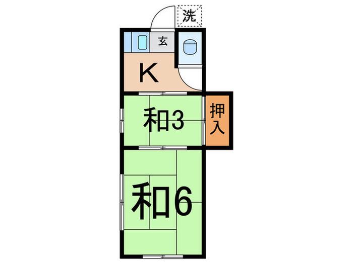 萩原荘(2K/1階)の間取り写真