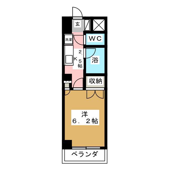ウエストポート(1K/3階)の間取り写真