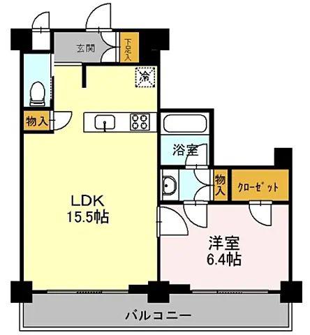 カスタリア目黒鷹番(1LDK/6階)の間取り写真