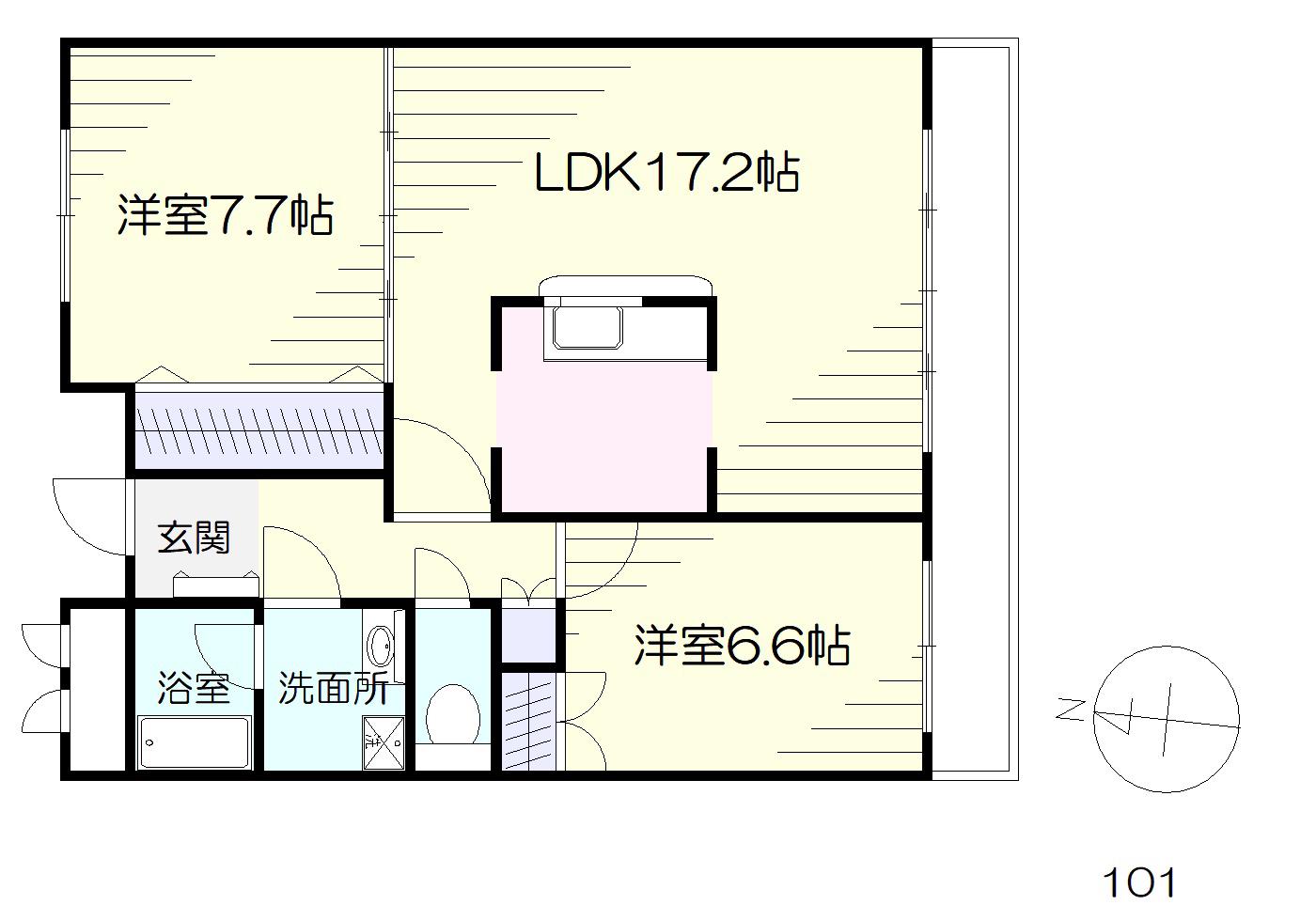 CASA-川平(2LDK/1階)の間取り写真