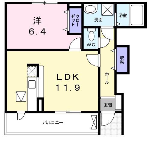 MS SEVEN(1LDK/1階)の間取り写真