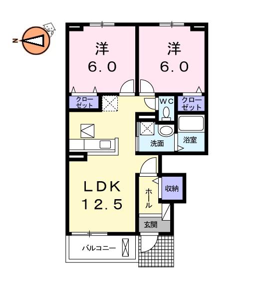 ル・グラン I(2LDK/1階)の間取り写真