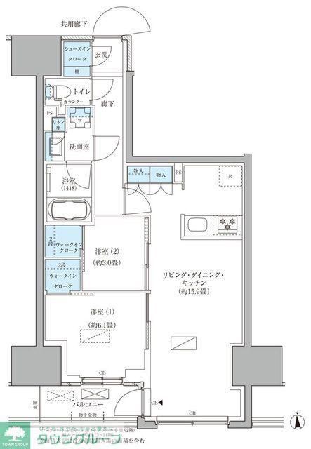 パークアクシス品川天王洲アイル(2LDK/5階)の間取り写真