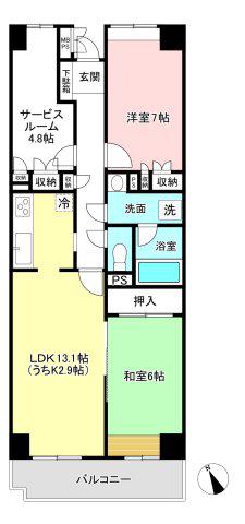 ベルフォーレ新百合ヶ丘(2SLDK/4階)の間取り写真