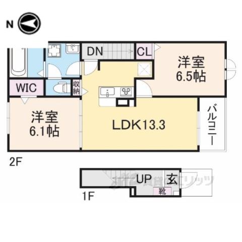 ヴィラ・シャルマン(2LDK/2階)の間取り写真