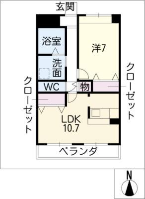 カルムフリーゼ(1LDK/2階)の間取り写真
