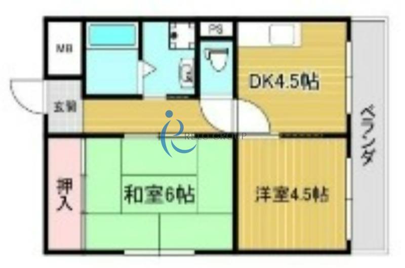 メゾン杭全(2DK/2階)の間取り写真