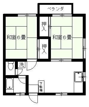 神場アパート(2DK/2階)の間取り写真
