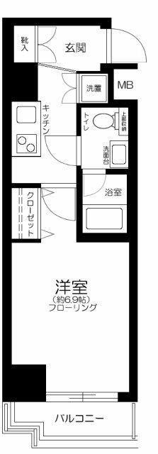 プレール・ドゥーク北新宿(1K/2階)の間取り写真