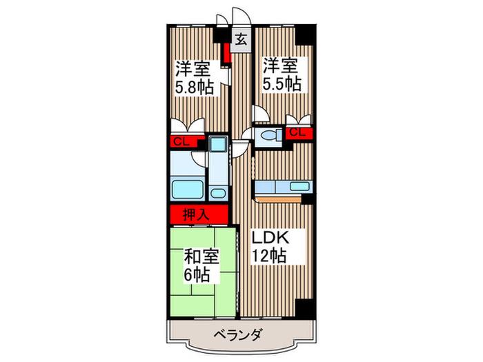 ACRO PRE STAGE 2(3LDK/2階)の間取り写真
