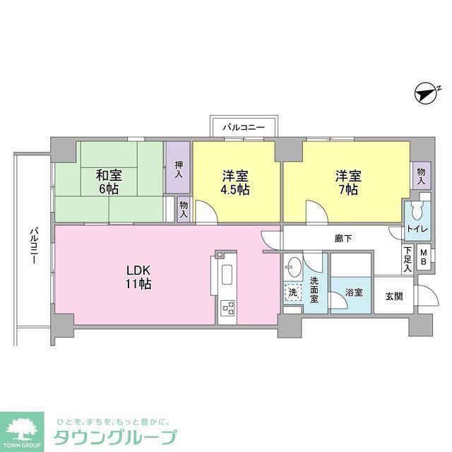 ベルジュヴァーン(3LDK/4階)の間取り写真