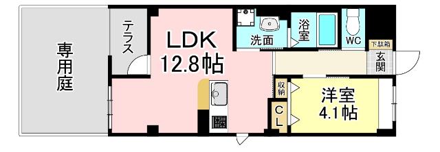 門司区松原アパート(1LDK/1階)の間取り写真
