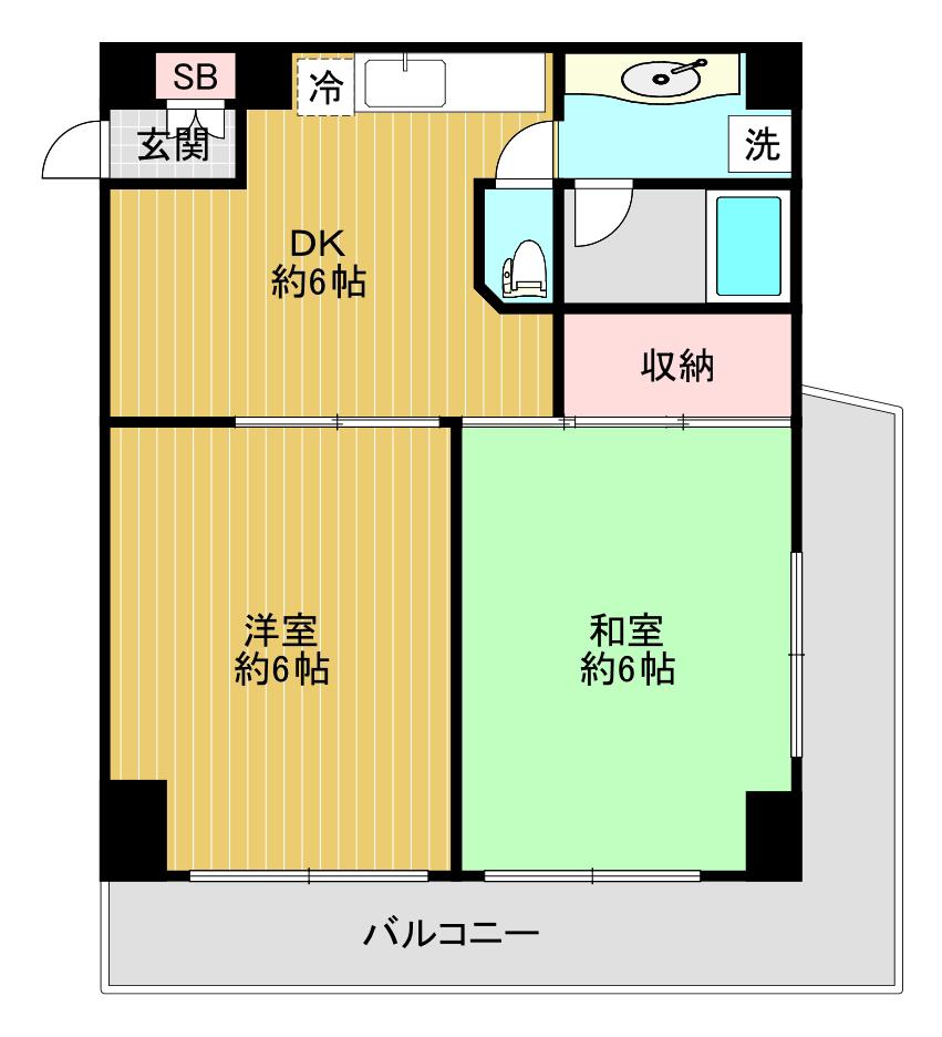 シルクハイム国分寺(2DK/2階)の間取り写真