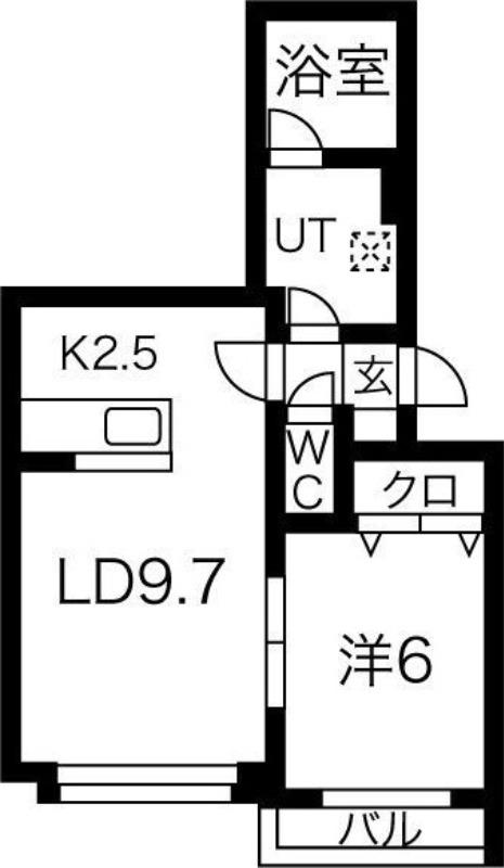 ヴィラ安富(1LDK/1階)の間取り写真