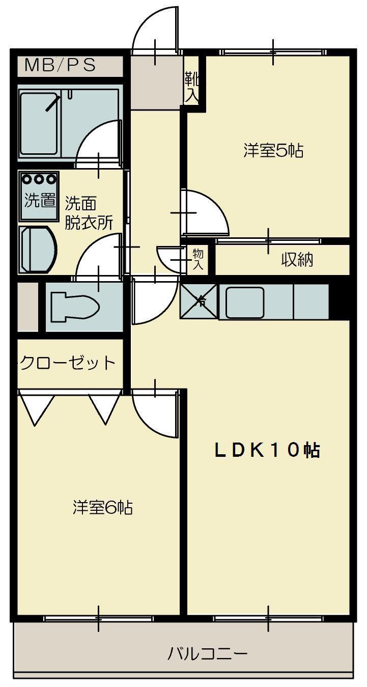 志幸42 シャンソン(2LDK/4階)の間取り写真