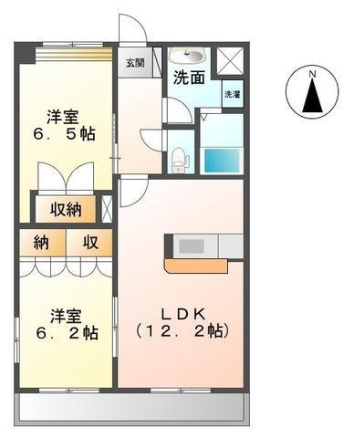 サンパレス伏石II(2LDK/1階)の間取り写真