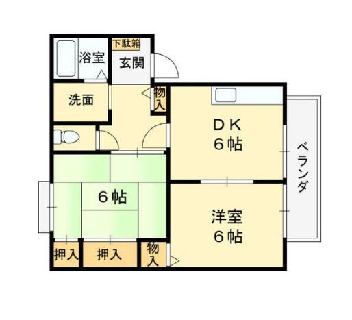 ミナセリバーハイツ2 1F(2DK/1階)の間取り写真