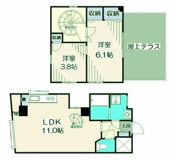 アイフォート目黒不動前(2LDK/4階)の間取り写真