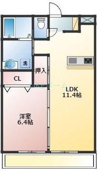 シャトーフローラルN-6(1LDK/2階)の間取り写真