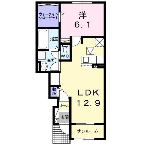 ヴィラ サウスウィンド 3(1LDK/1階)の間取り写真