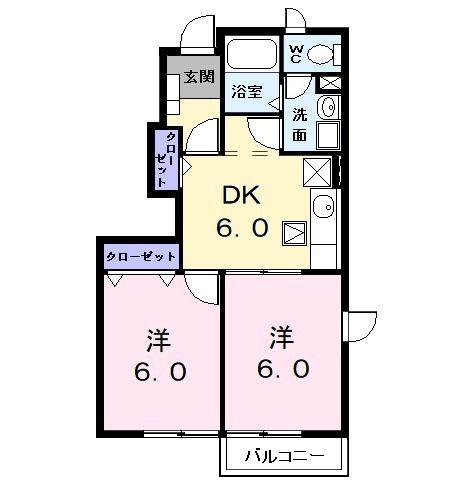 エルシャトー七宝(2DK/1階)の間取り写真