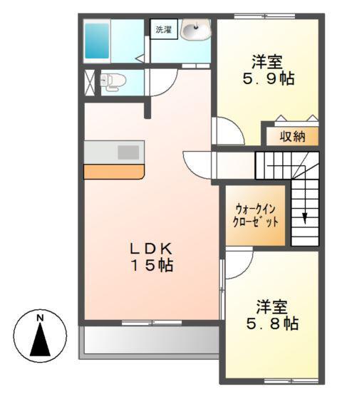 カーサ・プロニティ(2LDK/2階)の間取り写真