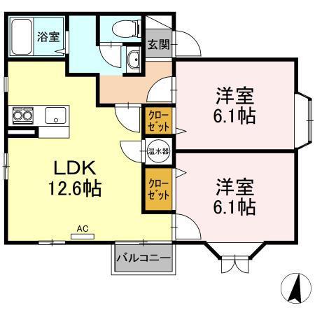 プレリュード(2LDK/2階)の間取り写真
