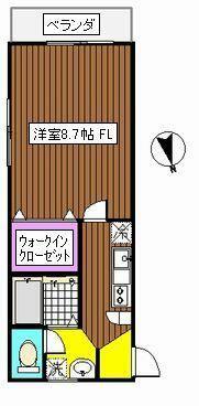 サザンヒルズ(1K/3階)の間取り写真