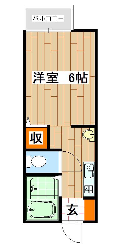 ベルグランデ(1K/2階)の間取り写真