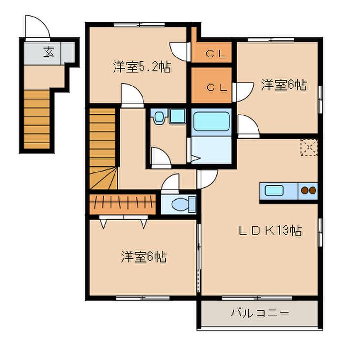 とののくら六番館(3LDK/2階)の間取り写真