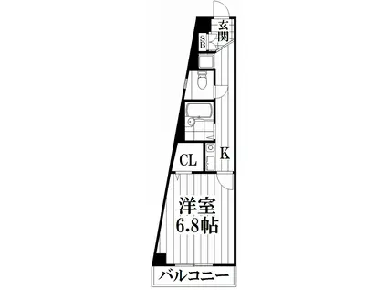 ファミール吉田III(1K/4階)の間取り写真