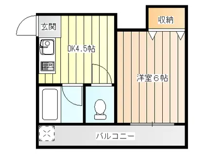 三賀マンション(1DK/2階)の間取り写真
