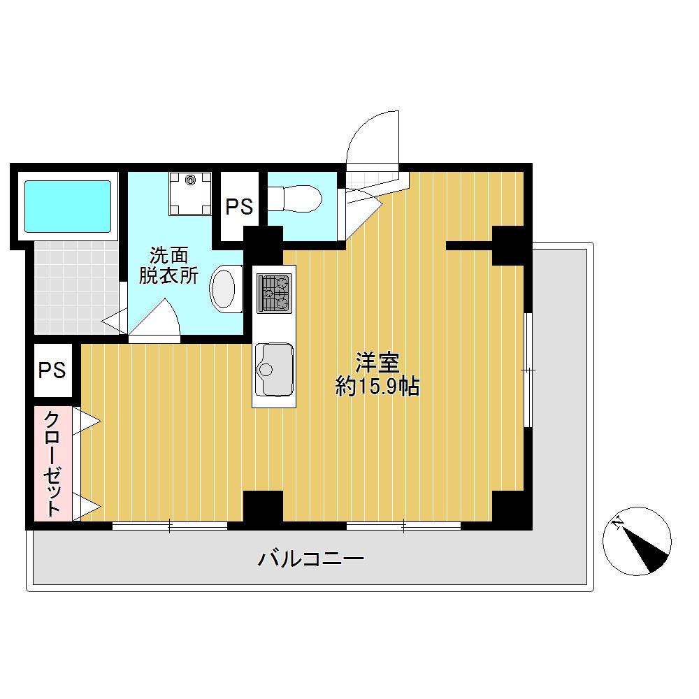 海神マンション(ワンルーム/3階)の間取り写真